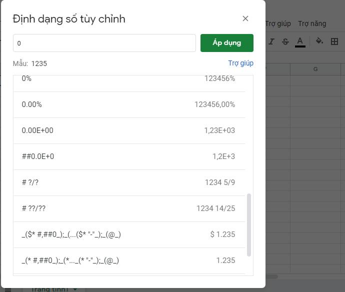 nhập quy tắt định dạng riêng 